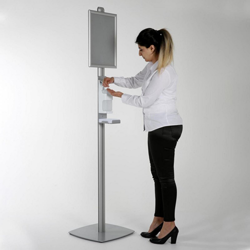 Branded Freestanding Hand Sanitiser Dispenser With A4 Poster Snap Frame